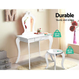 Kids Dressing Table Stool Set Vanity Mirror Princess Children Makeup White