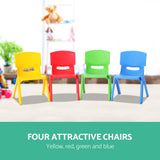 Kids Chairs Set Plastic Set of 4 Activity Study Chair 50KG