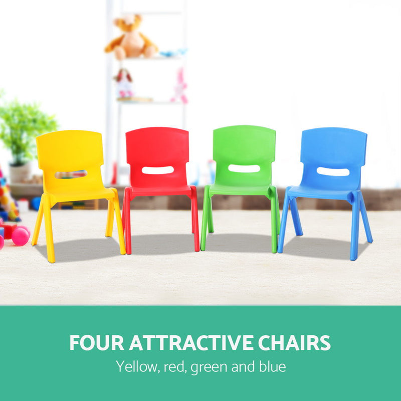 Kids Chairs Set Plastic Set of 4 Activity Study Chair 50KG