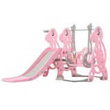 GOMINIMO Kids Slide and Swing Set with Basketball Hoop (Pink Dinosaur) GO-KS-101-TF