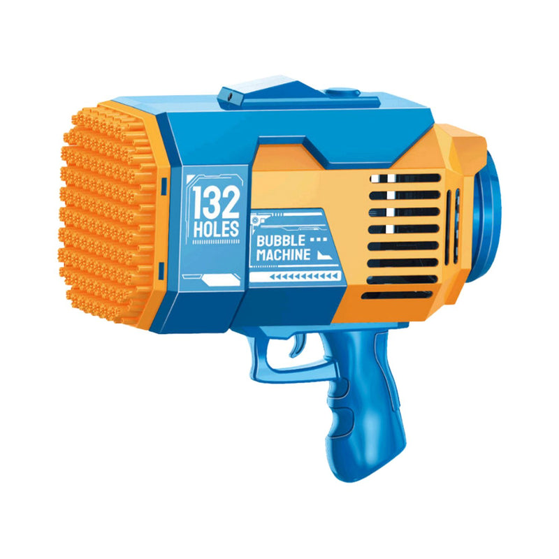 GOMINIMO 132 Holes Rechargeable Bubbles Machine Gun for Kids (Orange and Blue) GO-BMG-103-KBT