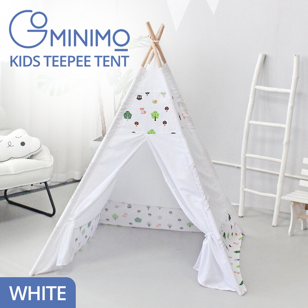 GOMINIMO Kids Teepee Tent with Side Window and Carry Case (White Forest) GO-KT-101-LK