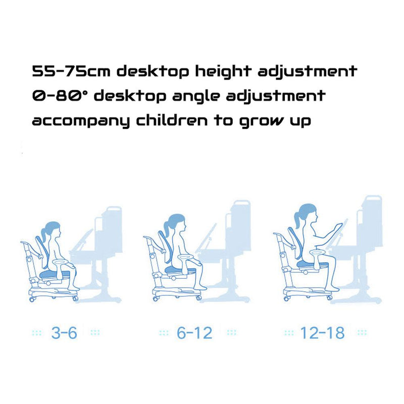 120cm Height Adjustable Children Kids Ergonomic Study Desk Blue AU