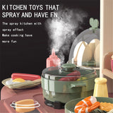 65pcs 93cm Children Kitchen Kitchenware Play Toy Simulation Steam Spray Cooking Set Cookware Tableware Gift Brown Color