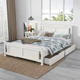 Double Solid Pine Timber Bed Frame-White