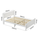 Double Solid Pine Timber Bed Frame-White