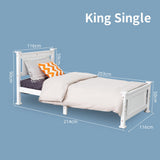 King Single Solid Pine Timber Bed Frame-White