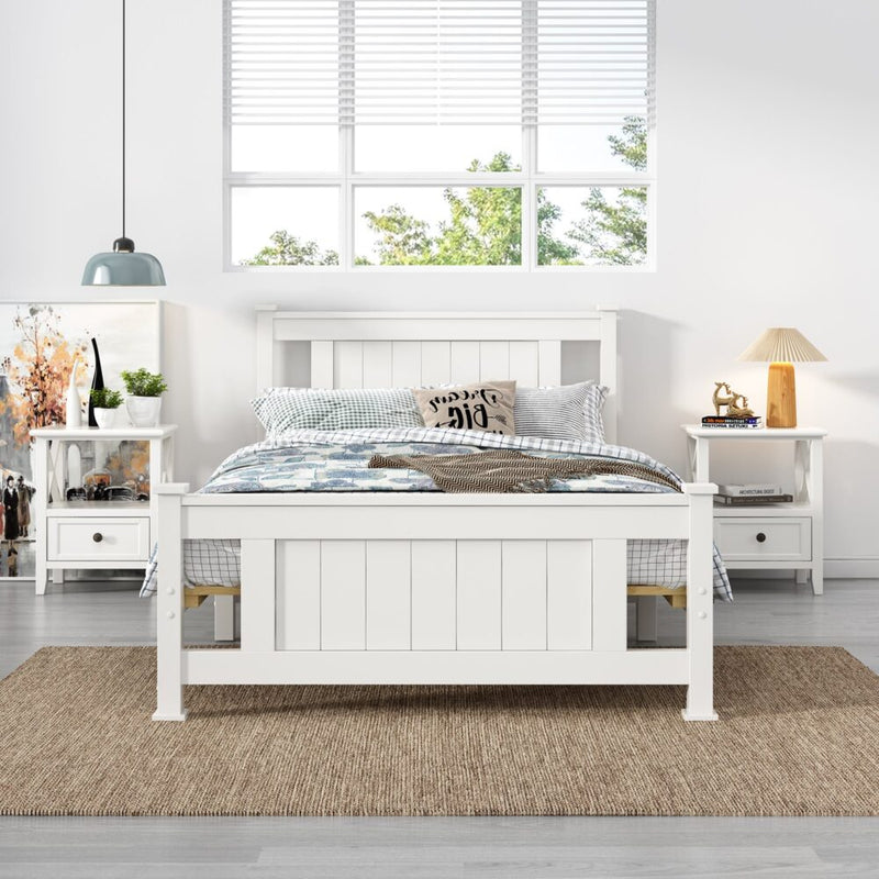 Single Solid Pine Timber Bed Frame-White