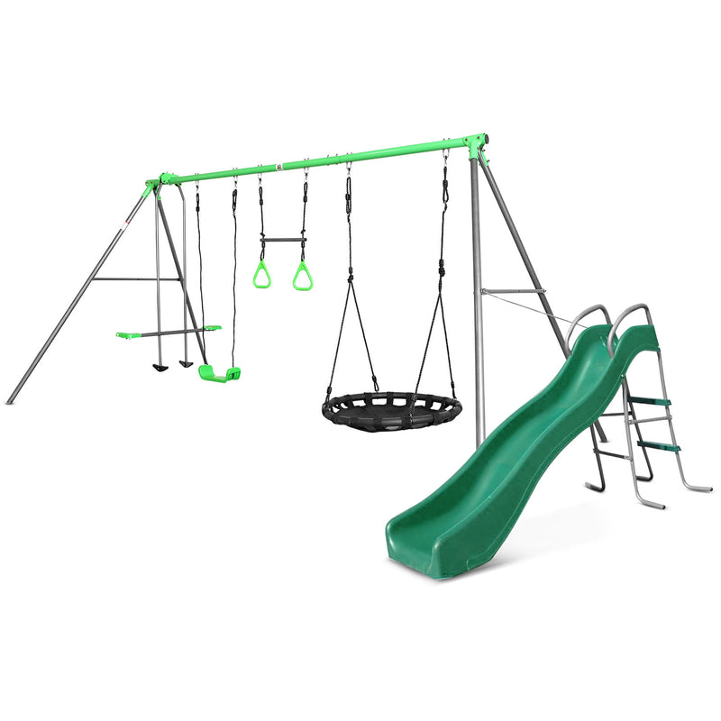 Lifespan Kids Lynx 4 Station Swing Set with Slippery Slide