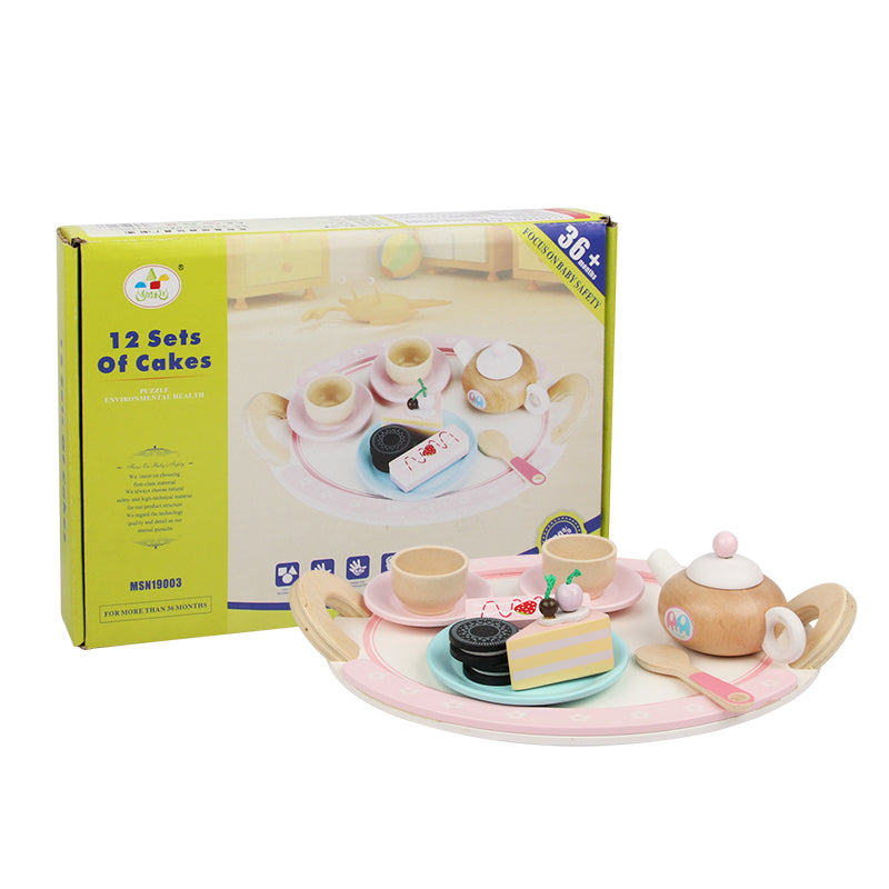 Kids Wooden Kitchen Tea Set Pretend Play