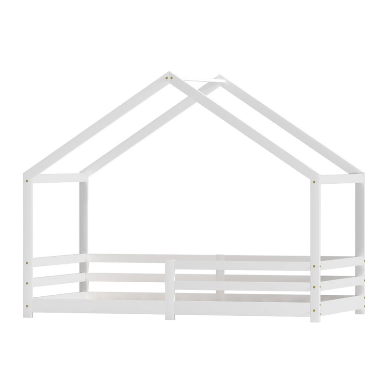 Artiss Bed Frame Wooden Kids Single House Frame White AMOS